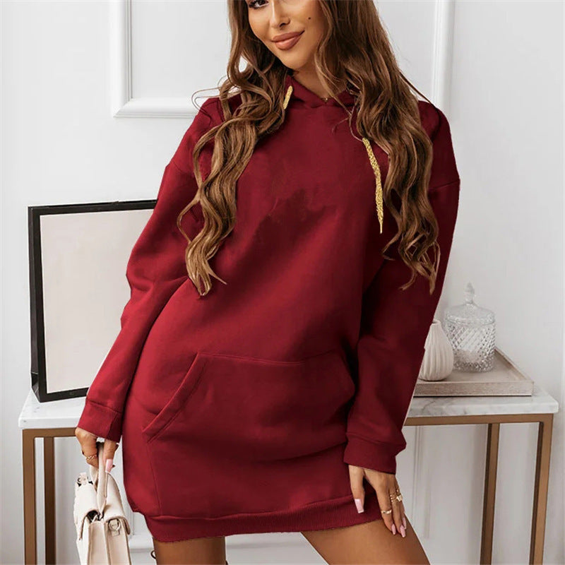 Women's Solid Color Casual Sports Hoodie Sweater