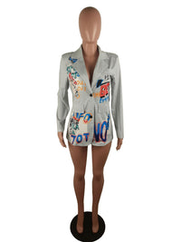 European And American Women's Clothing Digital Printing Suit