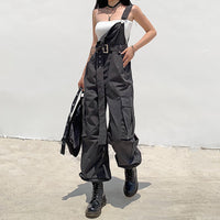 Loose Footband Casual Black Overalls