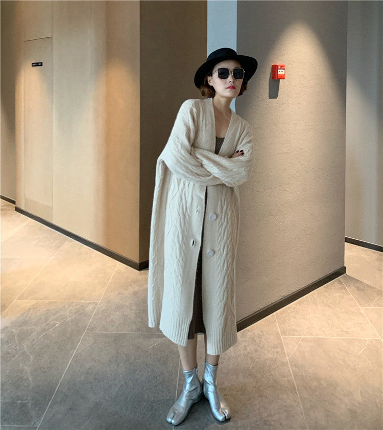 Lazy Style Loose Twist Sweater Coat Knitted Cardigan