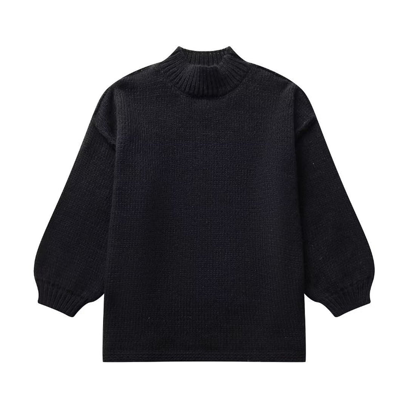 Temperament Crew Neck Simple Style Thin Sweater