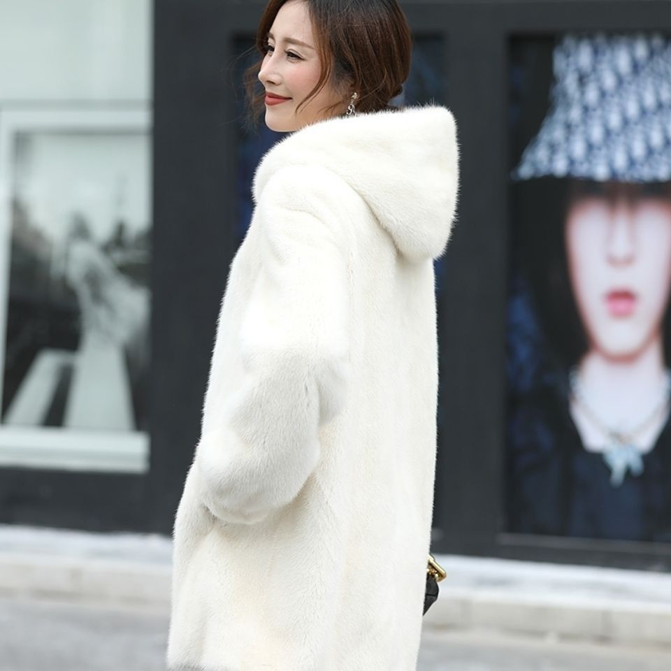 New Female Mink Fur Coat With Hood