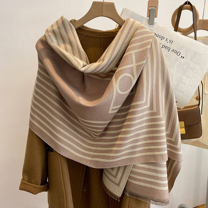 Two-color Cashmere Thickened Scarf Air Conditioner Shawl