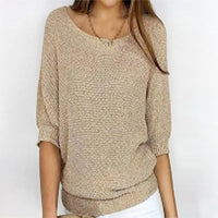 Solid Color Round Neck Sweater Women's