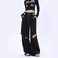 American Hot Girl Black Cargo Pants Female Y2g Harajuku Style High Street Zipper Design Sense