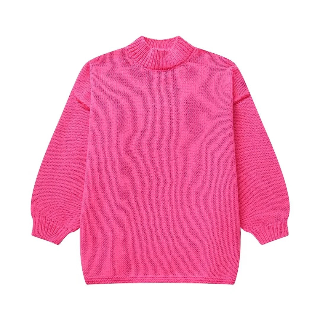 Temperament Crew Neck Simple Style Thin Sweater