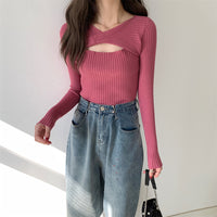 Women's Hollow-out Long-sleeved Knitted Sweater