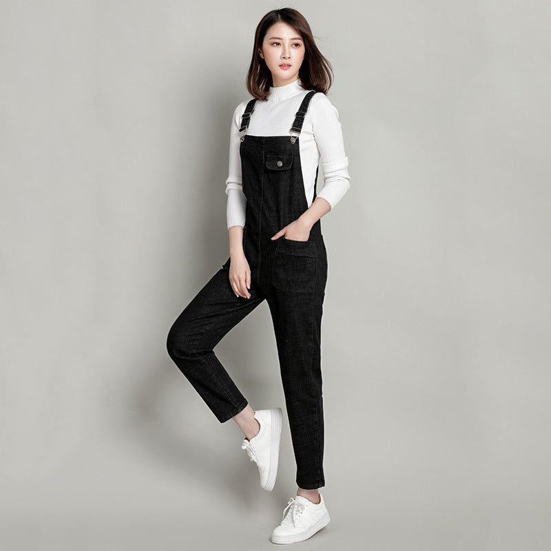 Oversized Jeans Women's Spring And Autumn New Slim-fit Suspender Pants