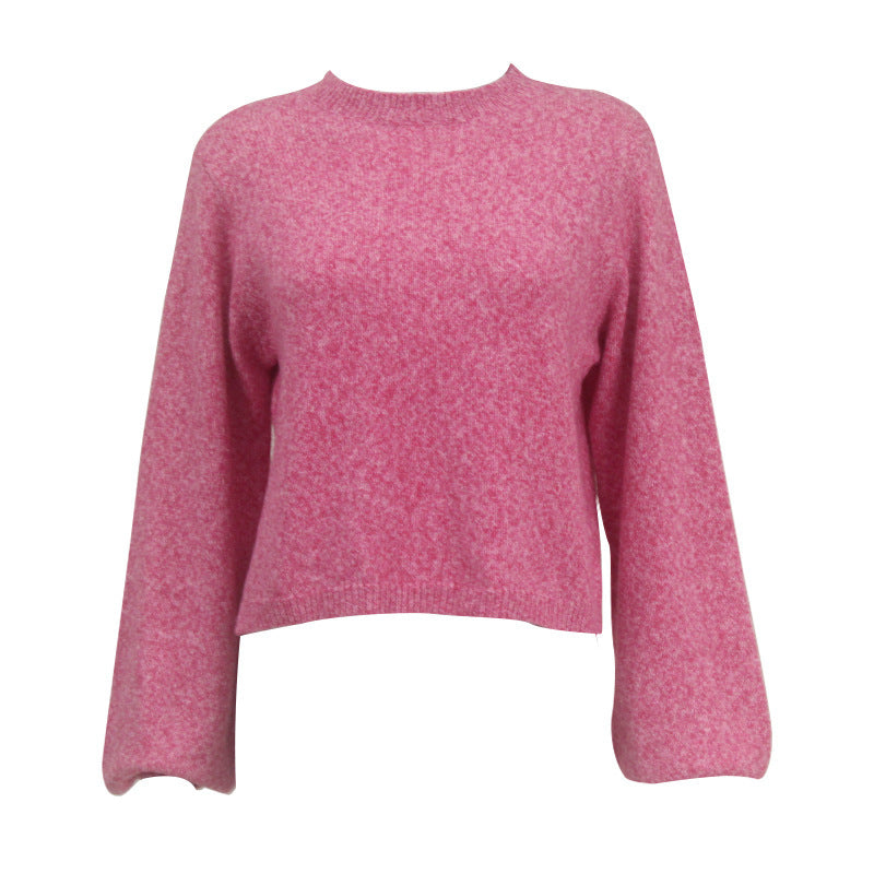 Women's Round Neck Long Sleeve Tied Sweater