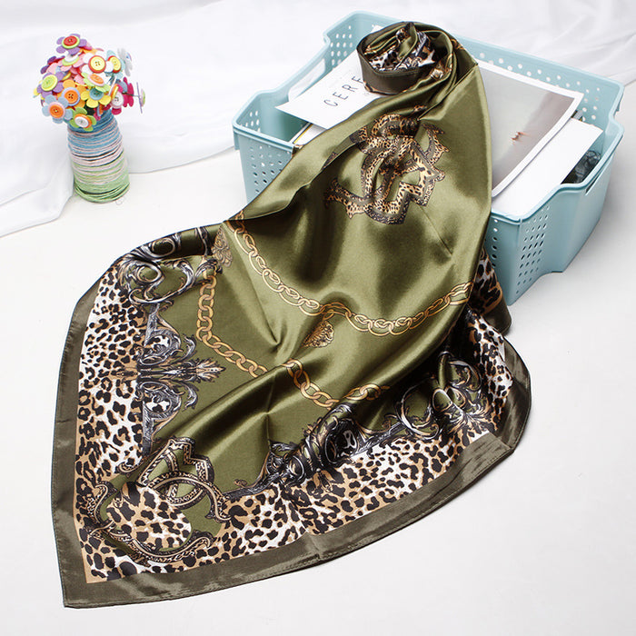 Small Square Towel European And American Printed Leopard Print Headscarf