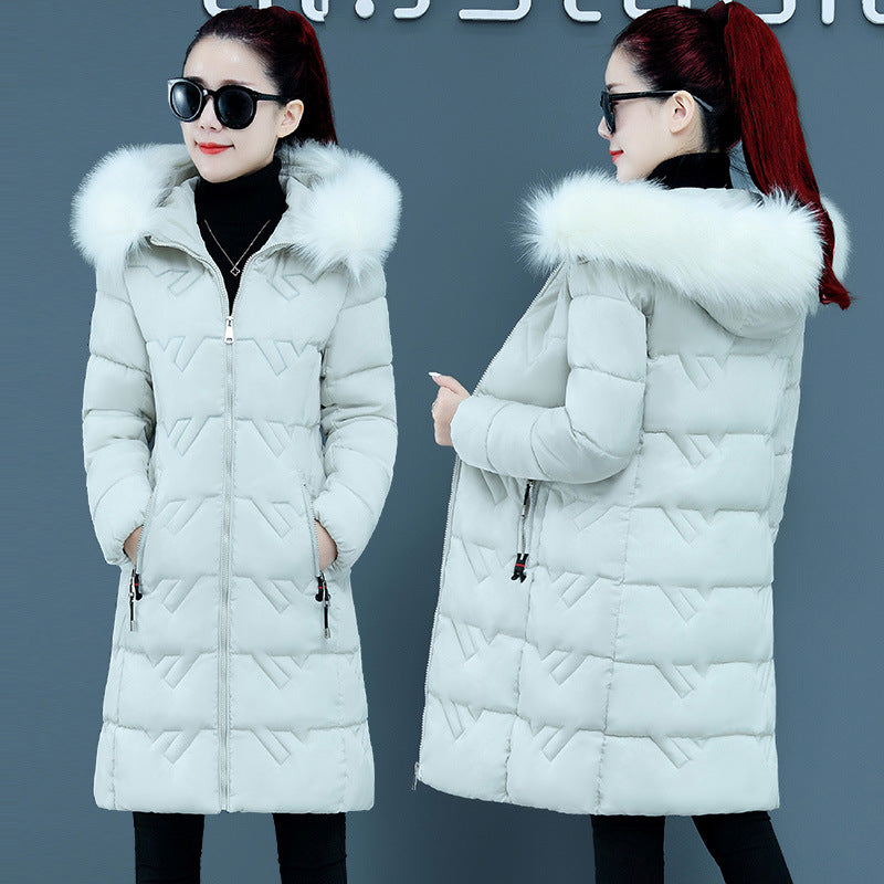 Slim Slimmer Hooded Big Fur Collar Plus Size Cotton Jacket Trendy