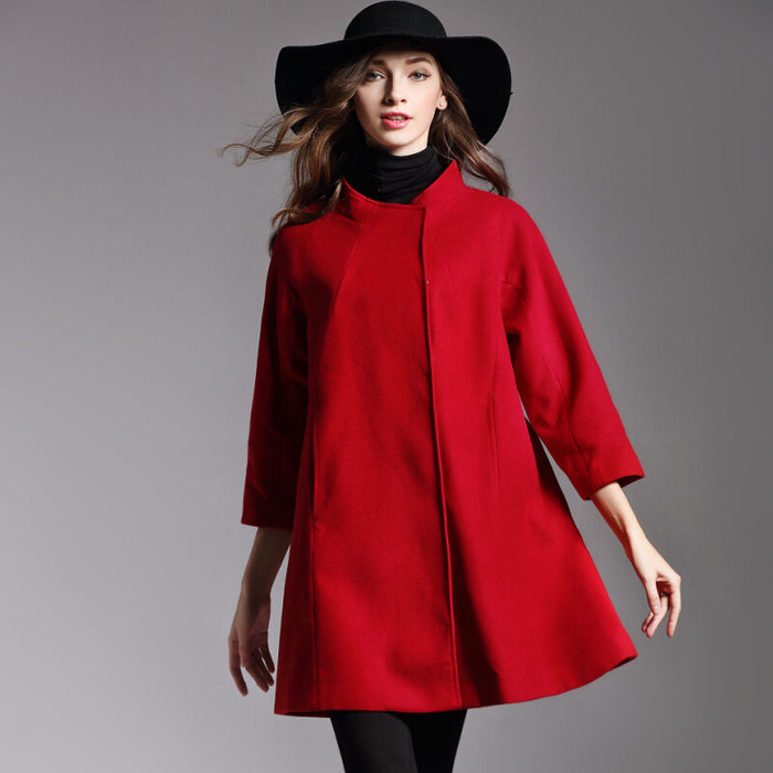 Loose Large Size Cloak Woolen Coat And Long Woolen Coat