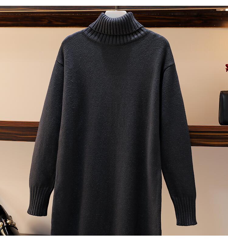 Straight Loose Overknee High Collar Sweater Dress