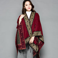 Travel Autumn And Winter Nepal Ethnic Style Extra Large Thickened Split Shawl Scarf Cape