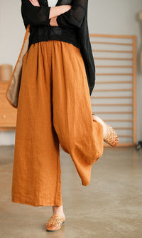 Cotton And Linen Cropped Wide-leg Casual Straight Breathable Slim Fit Casual Pants