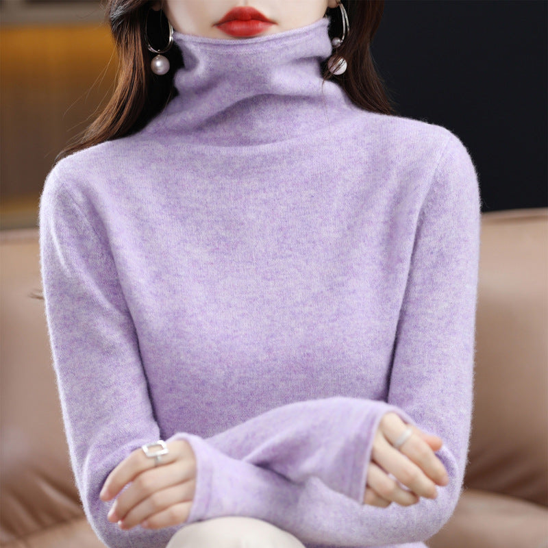 Pile Collar Woolen Sweater Women's Bottoming Shirt Turtleneck Sweater