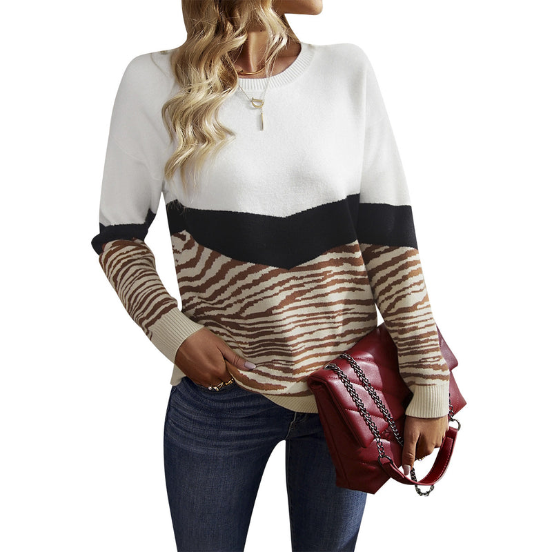 Women's Fashion Casual Patchwork Sweater Top