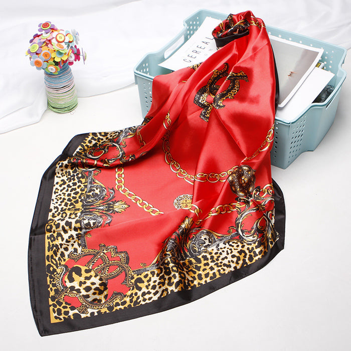 Small Square Towel European And American Printed Leopard Print Headscarf