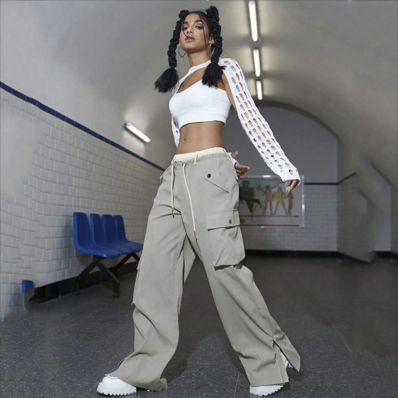 Fake Two-piece Pocket Zipper Casual Pants