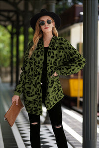 European And American Casual Jacket Knitted Sweater Leopard Sweater