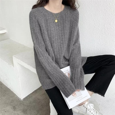 Loose Knitwear All Match Solid Color Bottoming Shirt Autumn Winter