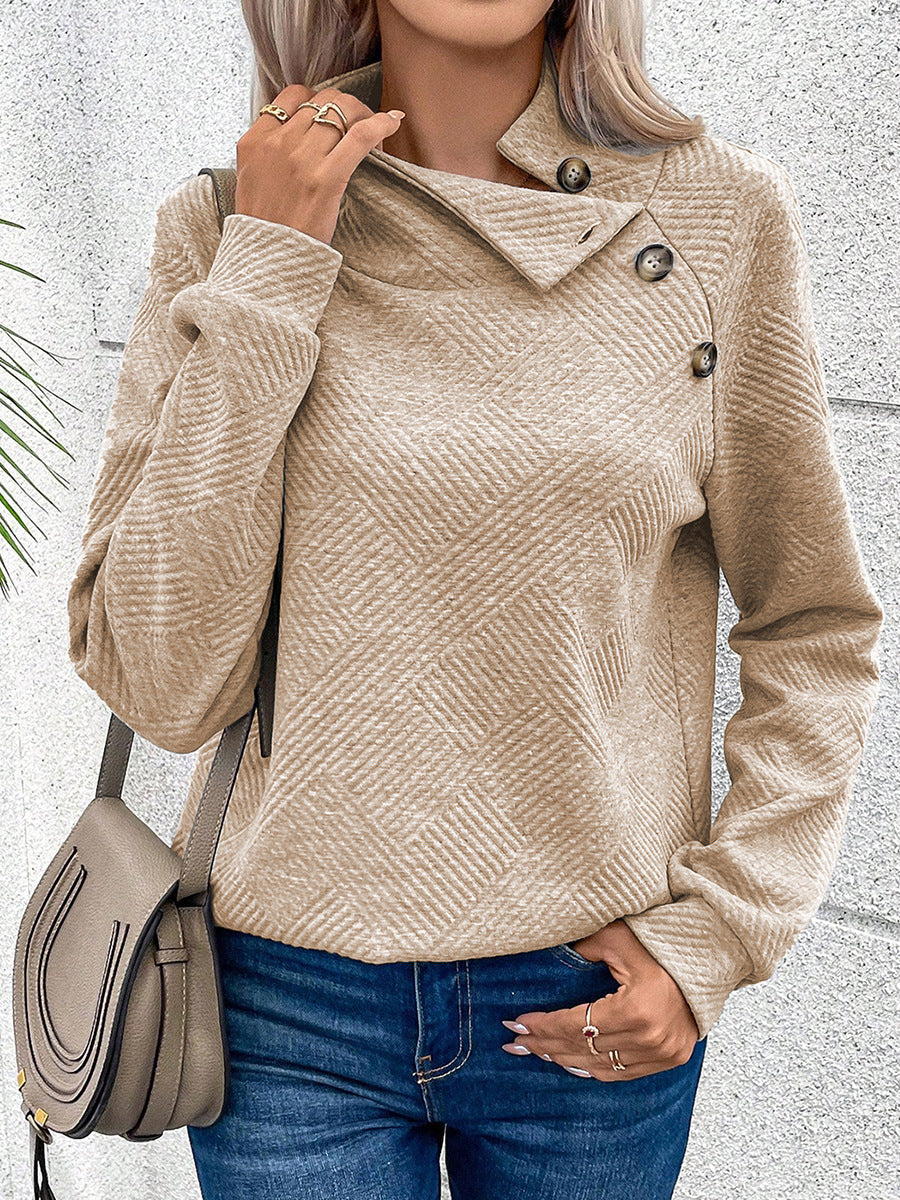 Solid Color Pullover Long Sleeve Top