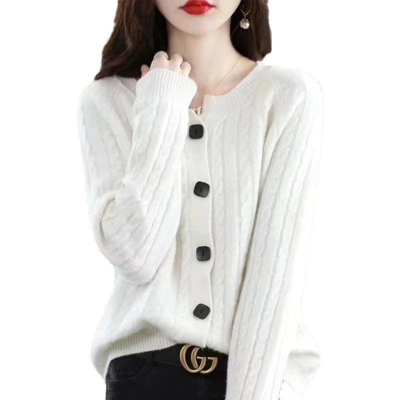 Cardigan Loose Cable-knit Sweater Base Sweater Coat Top