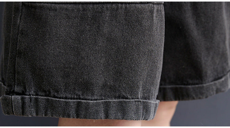 New Literary Large Size Fat Sister Jean Strap Shorts