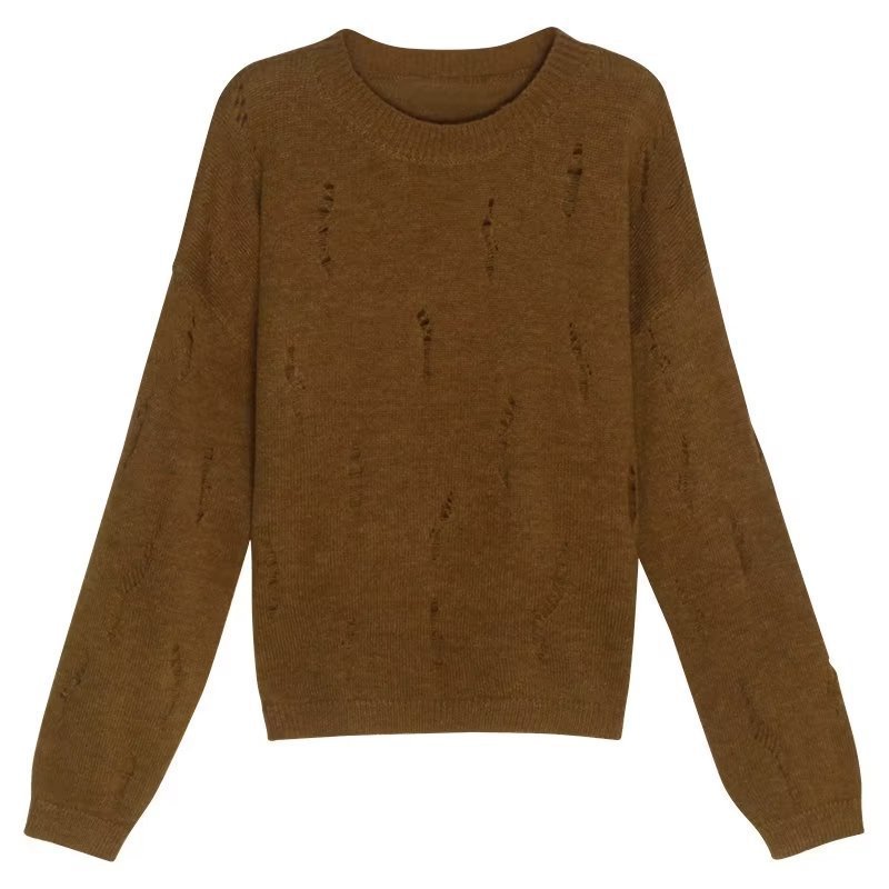 Autumn And Winter Loose Idle Style Design Sense Hong Kong Style Long Sleeve Knitwear Top