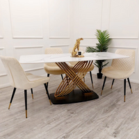 Orion Gold 1.8 Dining Table with Polar White Sintered Stone Top