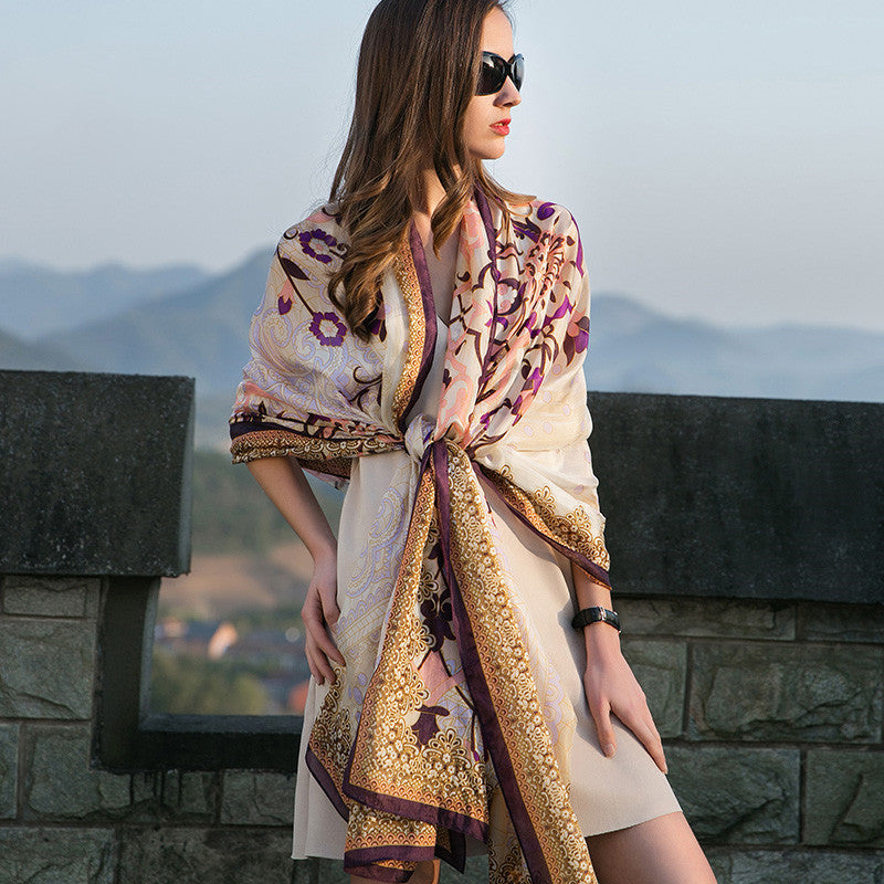 Sun Protection Shawl Ethnic Style Oversized Scarf