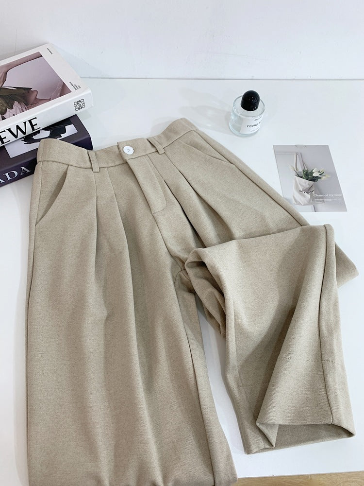 Draping Effect Harem Pants Loose Wool Suit Pants Casual Pants Cropped Pants