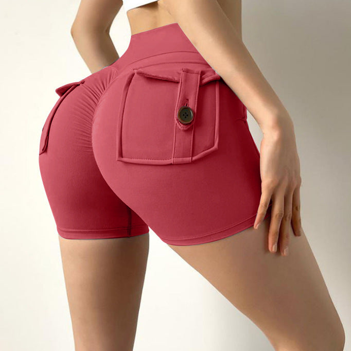 Peach Tooling Tight Shorts Women's High Waist Stretch Sexy Hips Shaping Yoga Pants Running Fitness Pants Spring