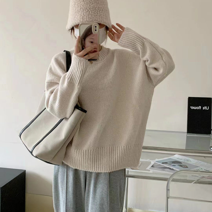 Round Neck Pullover Loose And Lazy Style Thickened Sweater