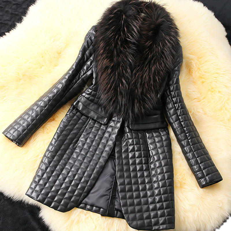 Ladies mid-length faux fur coat