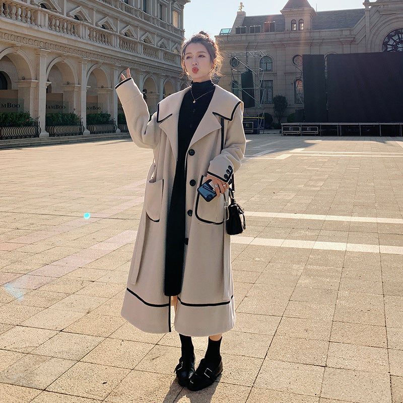 Loose And Thickened Temperament Woolen Coat Mid-length Woolen Coat