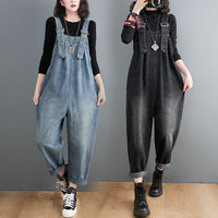 Winter Fat Sister Show Thin Jeans Suspenders Female