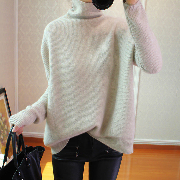 Turtleneck Loose Lazy Sweater Color Cardigan Knitted Bottoming Shirt