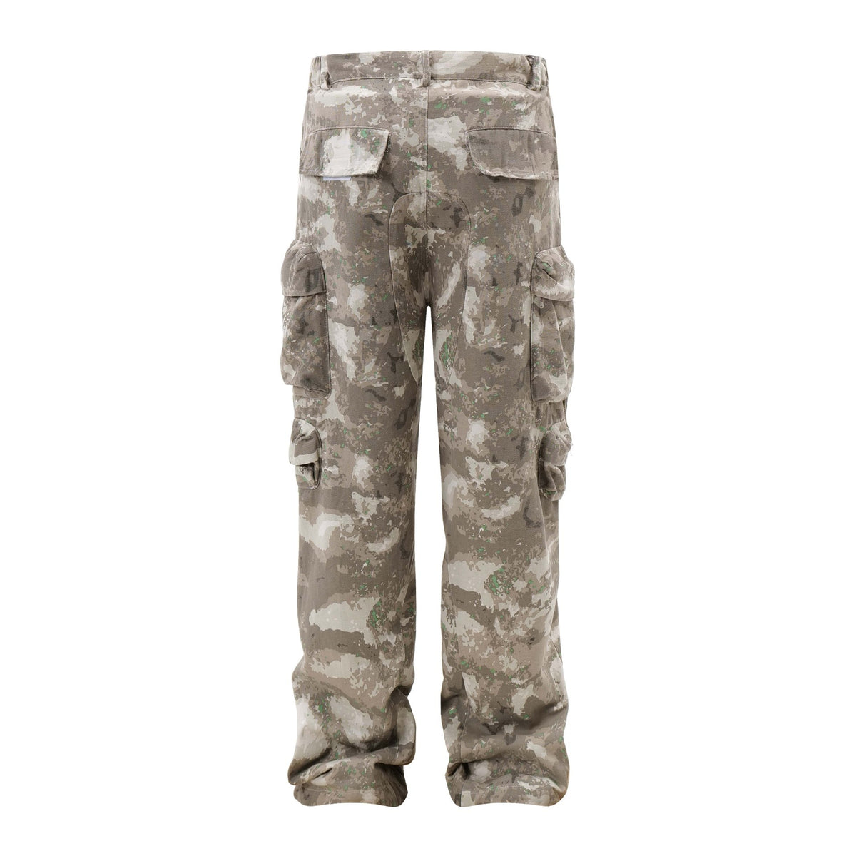 Multi-pocket Camouflage Denim Overalls Loose Wide-leg Straight Trousers