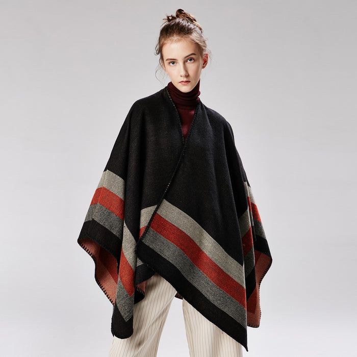 Four-bar large frame split cashmere cloak