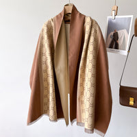 Stitching Contrast Color Scarf Women's Cashmere Warm Shawl