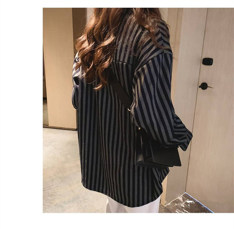 Lazy Style Shirt Women's New Casual All Match Stripes