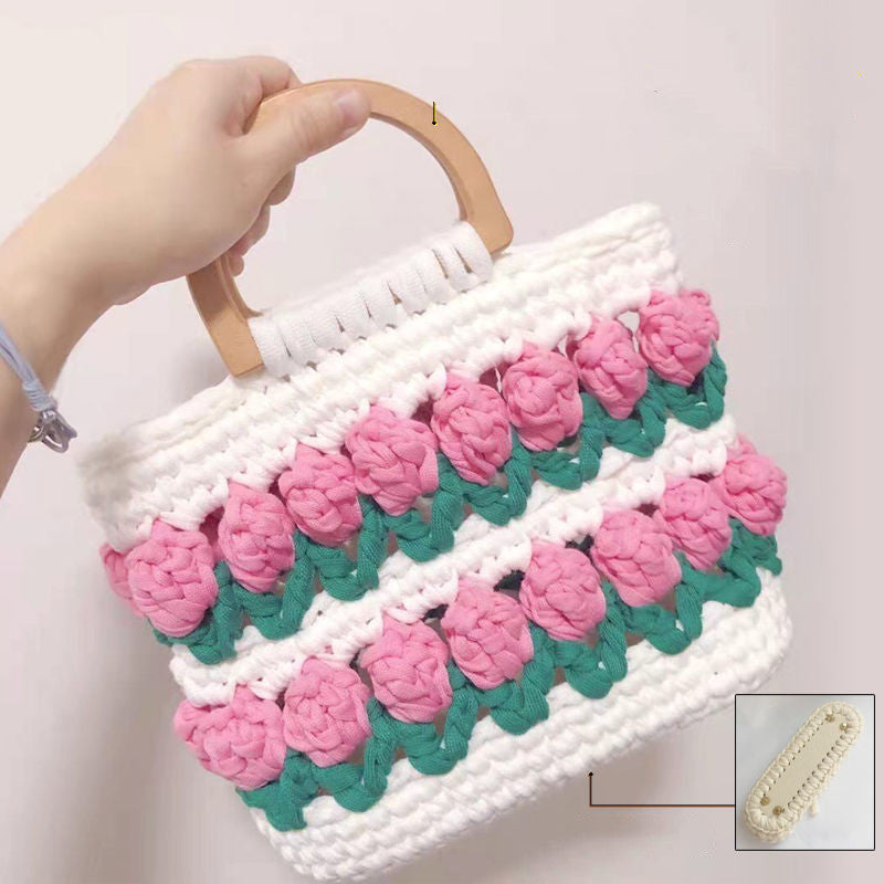 Cloth Line Crochet Knitting Tulips Handbags