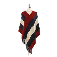 Striped fringed head with cashmere shawl