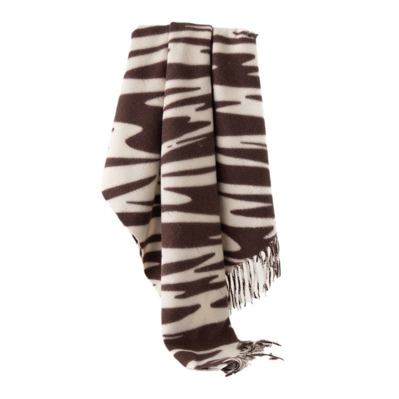 Artificial Cashmere Scarf Fashion Deep Coffee Animal Pattern Thickening