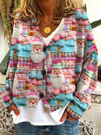 Christmas Abstract Printing Casual Cloak Coat Cardigan Sweater