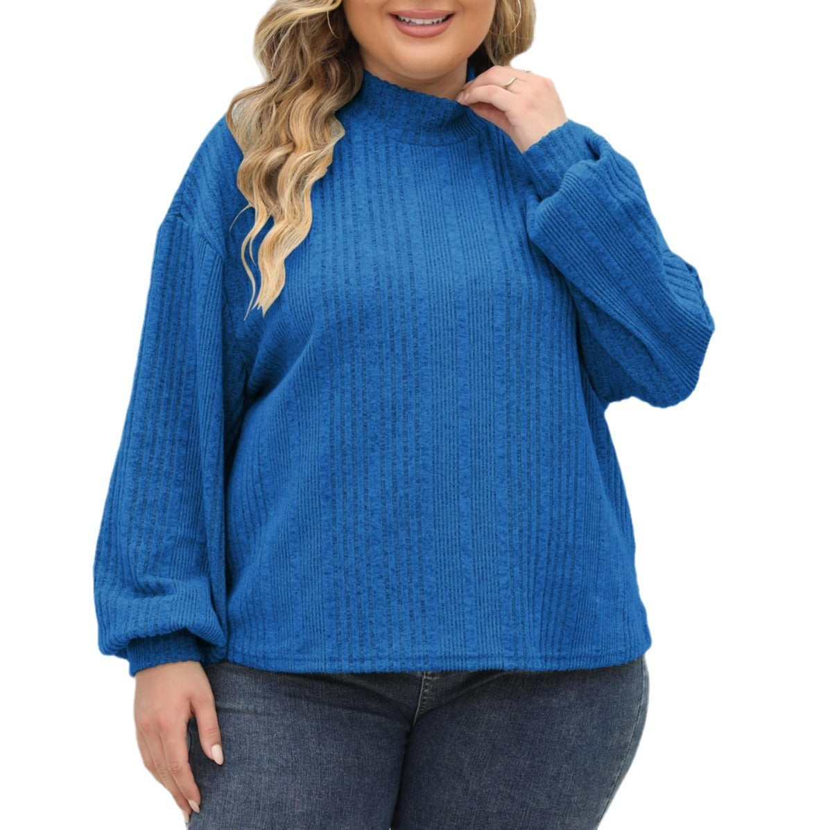 Lady's Pullover Tops Plus Size Half-turtleneck T-shirt Bottoming Shirt