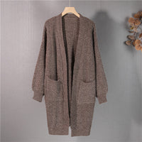 New Knitted Mid Length Cardigan Coat Loose Versatile Women's Sweater