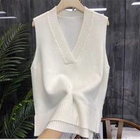 Inner Wear Sleeveless Knit Vest Collar Sweater Vest For Women