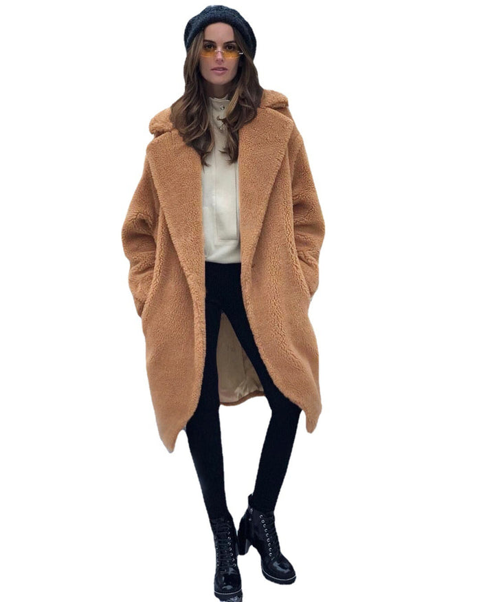 Long Sleeve Ong Faux Fur Women's Casual Coat